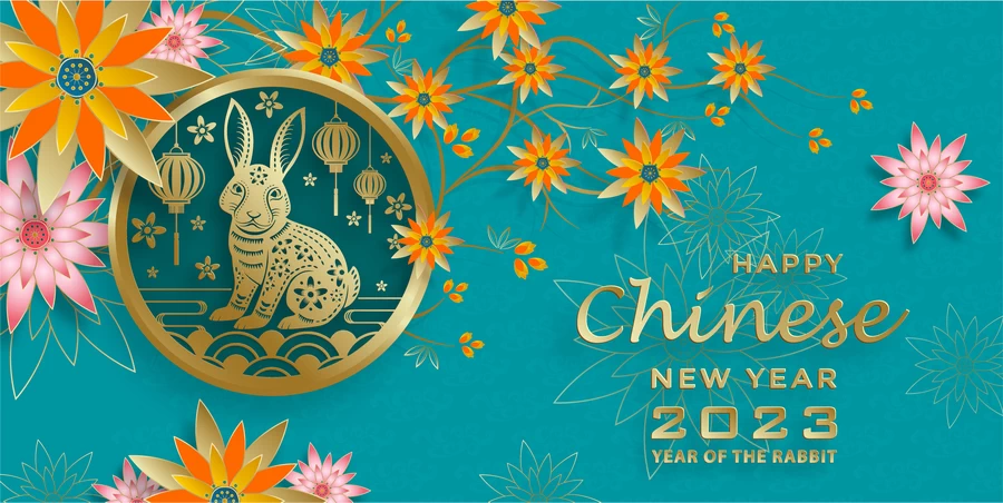 2023兔年中国风新年春节剪纸风节日宣传插画海报背景展板AI素材【074】